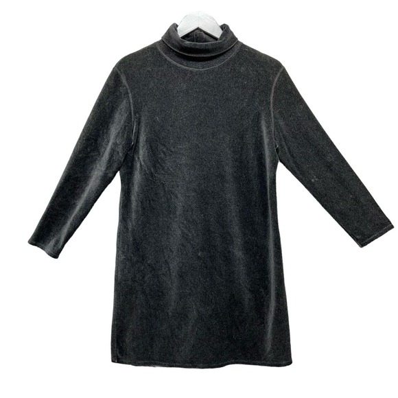 J Jill Vintage Petite Velour Long Sleeve Turtle Neck Midi Dress Gray Size PM - Picture 1 of 8